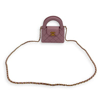 Chanel Kelly Top Handle Bag Nano Pink in Calfskin, Gold hardware_10