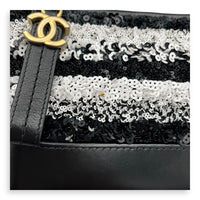 Chanel Gabrielle Small Black - White Shoulder Bag in Sequins, Gold hardware_7