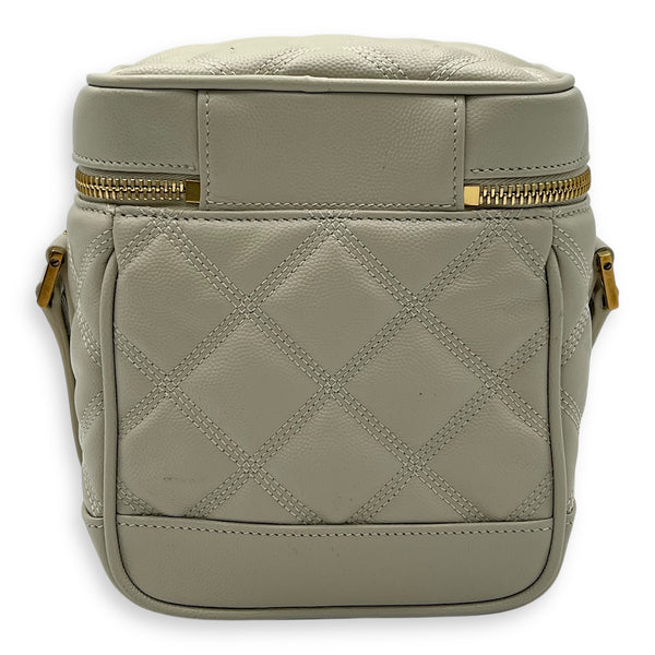 Saint Laurent Quilted 80's  Vanity Bag White in Calfskin, Gold hardware_2