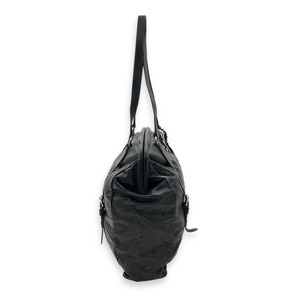 Prada Frame Shoulder Bag Black in Calfskin, Silver hardware_4