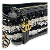 Chanel Gabrielle Small Black - White Shoulder Bag in Sequins, Gold hardware_9