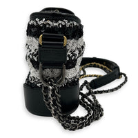 Chanel Gabrielle Small Black - White Shoulder Bag in Sequins, Gold hardware_4