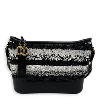Chanel Gabrielle Small Black - White Shoulder Bag in Sequins, Gold hardware_1