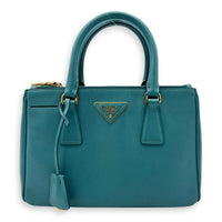 Prada Galleria Top Handle Bag Blue in Saffiano Leather, Gold hardware_1