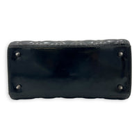 Lady Dior Top Handle Bag Medium Black in Patent Leather, Silver hardware