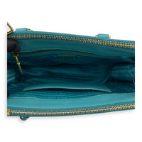 Prada Galleria Top Handle Bag Blue in Saffiano Leather, Gold hardware_6