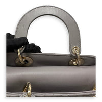 Christian Dior Lady Dior Small Grey Top Handle Bag in Lambskin, Gold hardware_9