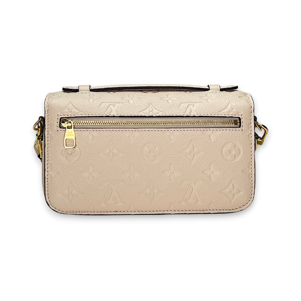 Metis East West Beige Crossbody Bag in Monogram Empreinte Leather, Gold hardware