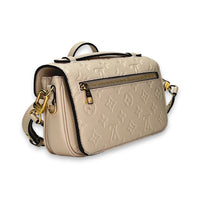 Metis East West Beige Crossbody Bag in Monogram Empreinte Leather, Gold hardware