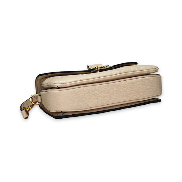 Metis East West Beige Crossbody Bag in Monogram Empreinte Leather, Gold hardware