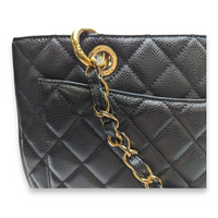 GST GM Black Tote Bag in Caviar Leather, Gold hardware