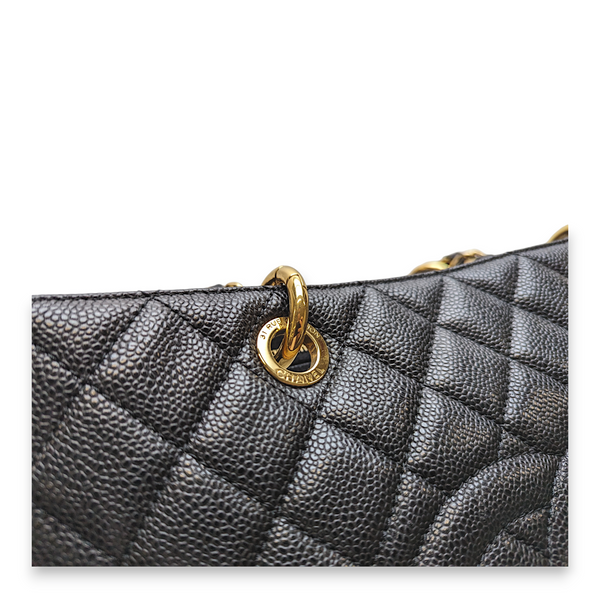 GST GM Black Tote Bag in Caviar Leather, Gold hardware