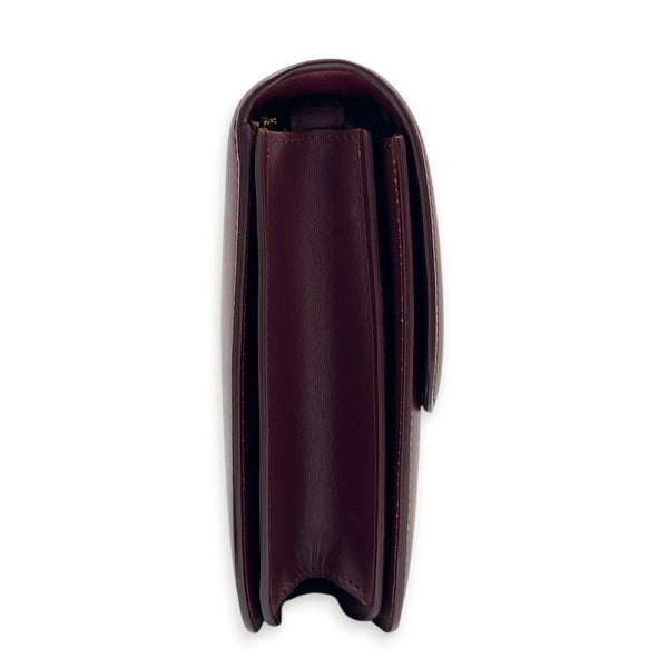 Box Medium Maroon Shoulder Bag in Calfskin, Gold hardware
