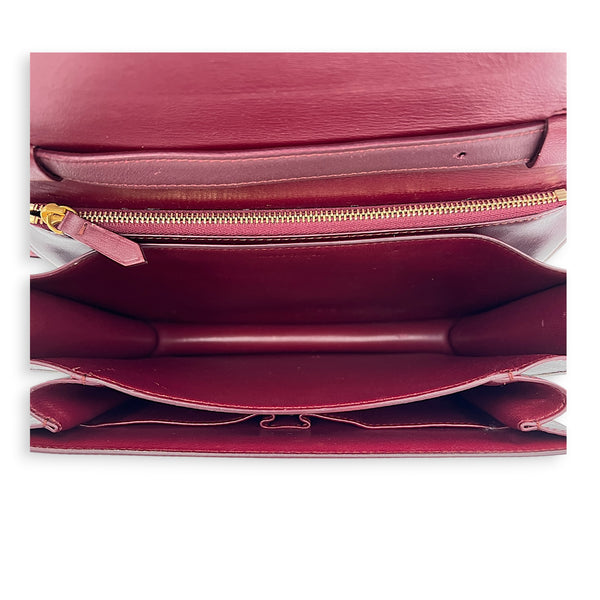 Box Medium Maroon Shoulder Bag in Calfskin, Gold hardware