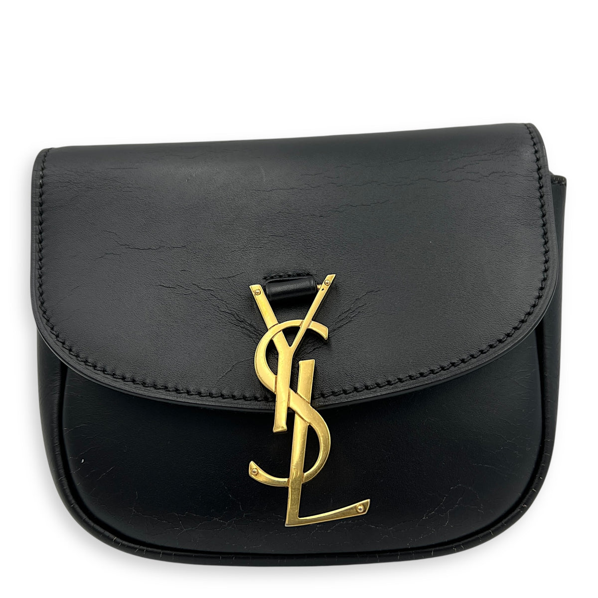 Kaia Crossbody Bag Black in Calfskin, Gold hardware