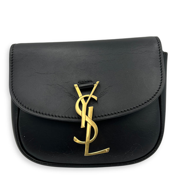 Kaia Crossbody Bag Black in Calfskin, Gold hardware