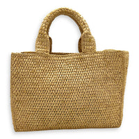 Triomphe Tote Bag Brown in Raffia, Gold hardware