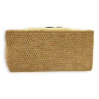 Triomphe Tote Bag Brown in Raffia, Gold hardware