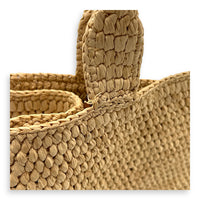 Triomphe Tote Bag Brown in Raffia, Gold hardware