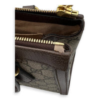 Ophidia Top Handle Bag Brown in Coated Canvas, Gold hardware
