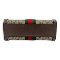 Ophidia Top Handle Bag Brown in Coated Canvas, Gold hardware