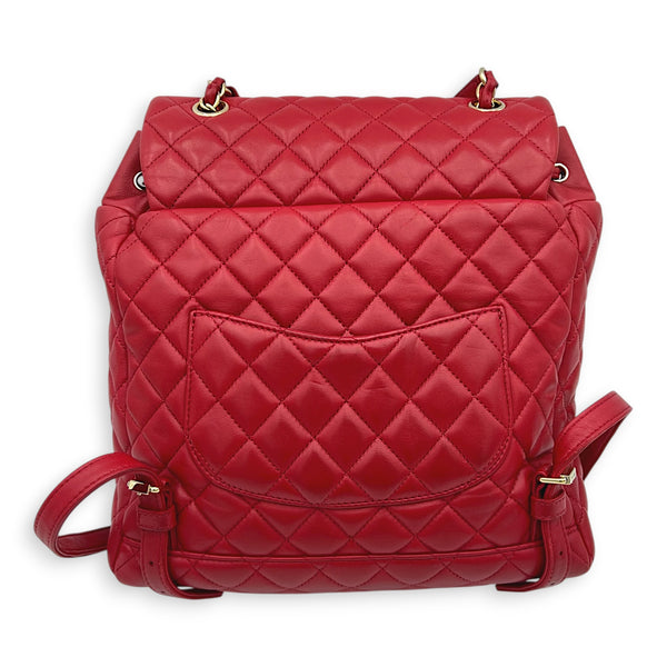 Urban Spirit Backpack Red in Lambskin, Gold hardware