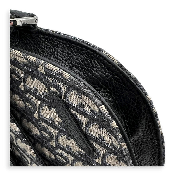 Saddle Shoulder Bag Blue in Jacquard, Silver hardware