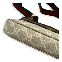 Ophidia Pochette on Strap Shoulder Bag White in Coated Canvas, Gold hardware
