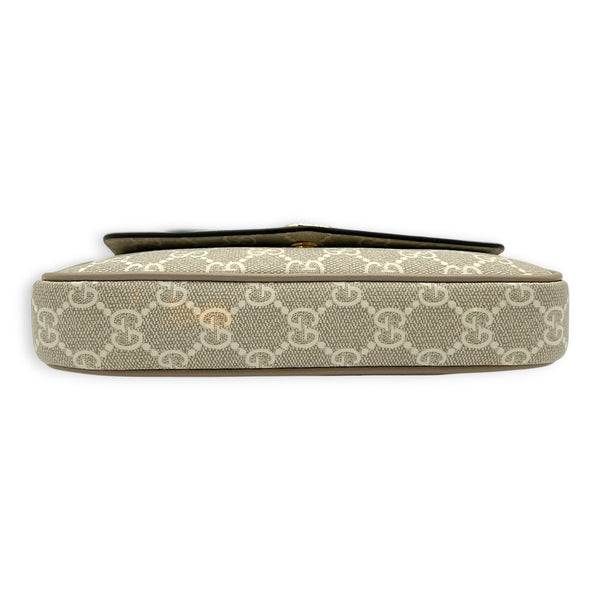 Ophidia Pochette on Strap Shoulder Bag White in Coated Canvas, Gold hardware