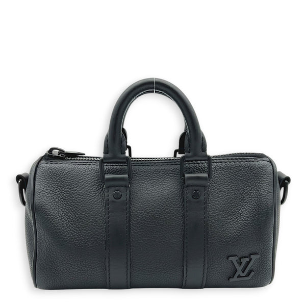 Keepall Top Handle Bag XS Black in Calfskin, black hardware