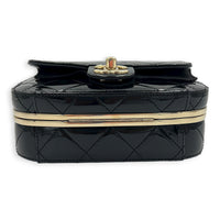 CC Seasonal Camera Shoulder Bag Black in Patent Leather, Gold hardware