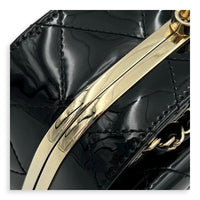 CC Seasonal Camera Shoulder Bag Black in Patent Leather, Gold hardware