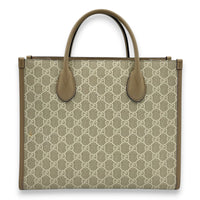 Interlocking G Tote Bag White in Coated Canvas, Gold hardware
