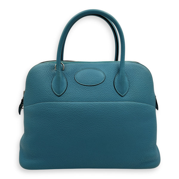 Bolide 35 Turquoise Top Handle Bag in Clemence, Palladium hardware