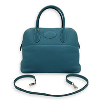 Bolide 35 Turquoise Top Handle Bag in Clemence, Palladium hardware
