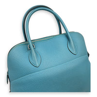 Bolide 35 Turquoise Top Handle Bag in Clemence, Palladium hardware
