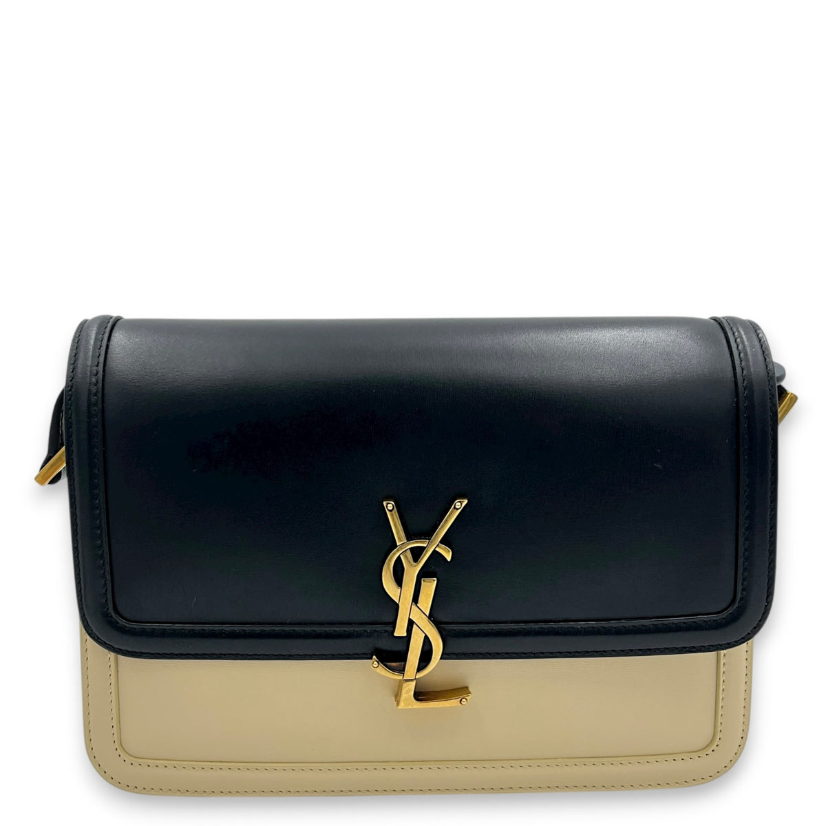 Solferino Crossbody Bag Black in Calfskin, Gold hardware
