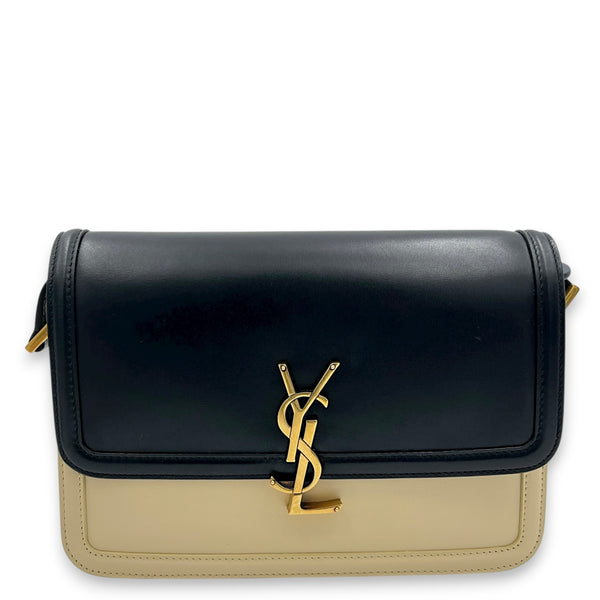 Solferino Crossbody Bag Black in Calfskin, Gold hardware