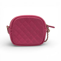 CC Day Camera Chain Shoulder Bag Pink in Caviar Leather, Gold hardware