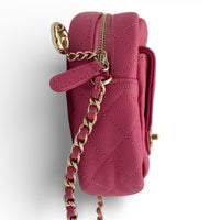 CC Day Camera Chain Shoulder Bag Pink in Caviar Leather, Gold hardware