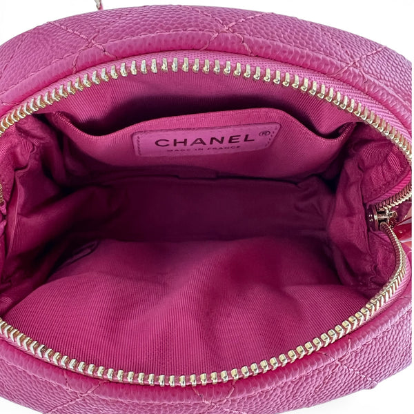CC Day Camera Chain Shoulder Bag Pink in Caviar Leather, Gold hardware