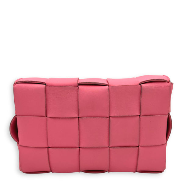 Cassette Crossbody Bag Pink in Calfskin, Silver hardware