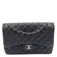 Classic Shoulder Bag Jumbo Silver in Lambskin, Silver hardware