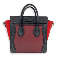 Luggage Crossbody Bag Nano Red in Calfskin, Gold hardware