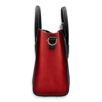 Luggage Crossbody Bag Nano Red in Calfskin, Gold hardware