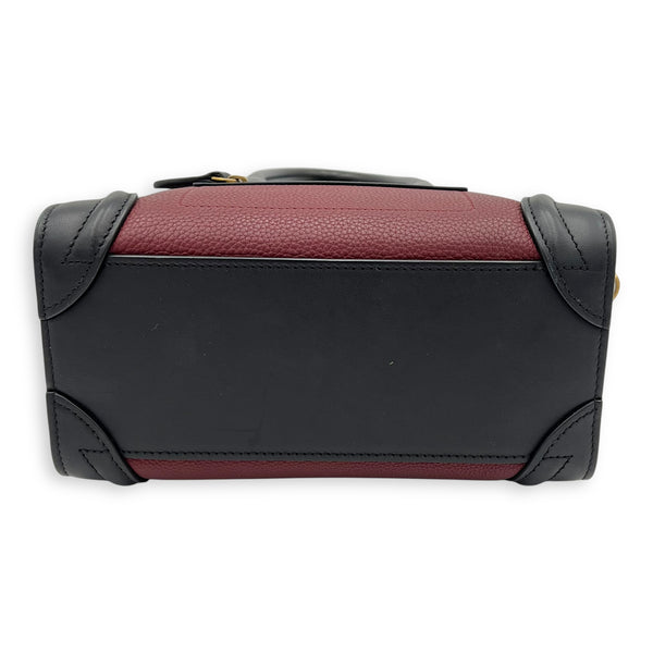 Luggage Crossbody Bag Nano Red in Calfskin, Gold hardware