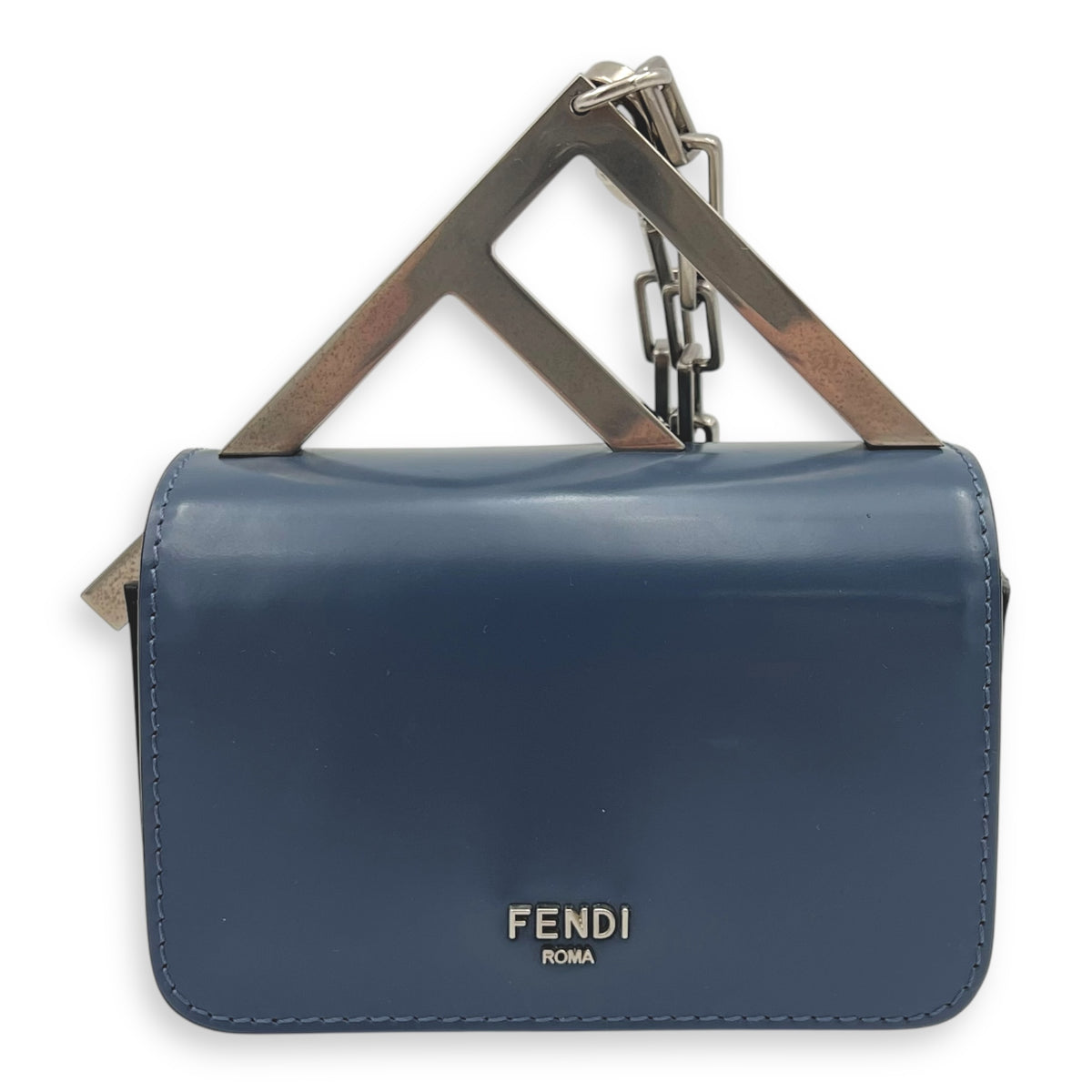First Sight Top Handle Bag Blue in Calfskin, Silver hardware