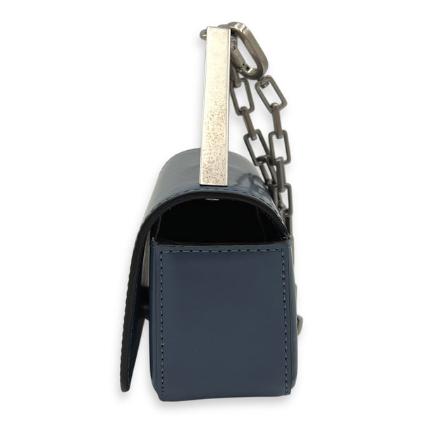 First Sight Top Handle Bag Blue in Calfskin, Silver hardware