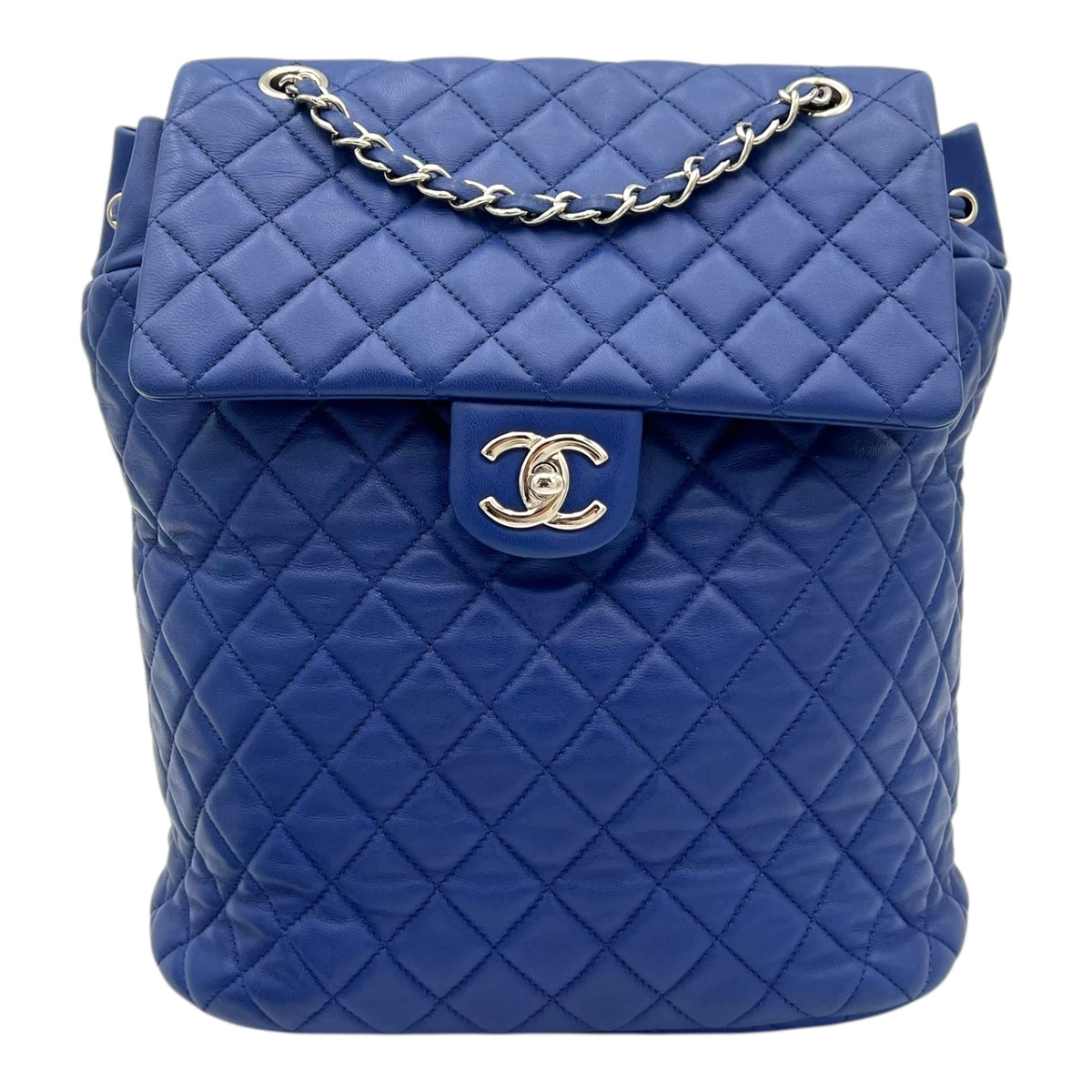 Urban Spirit Backpack Blue in Lambskin, Silver hardware