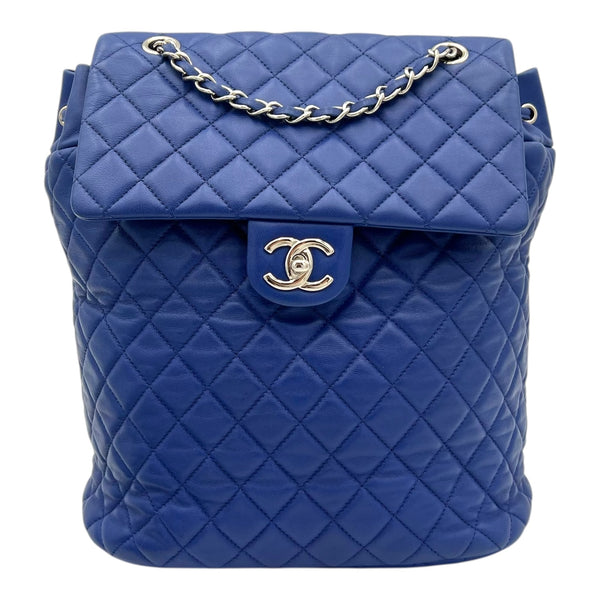 Urban Spirit Backpack Blue in Lambskin, Silver hardware
